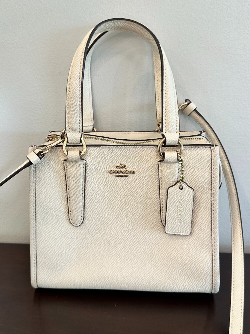 Coach F11925 Crosby Carryall Crossbody Bag Crossgrain Leather Ivory